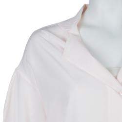 Pre Owned Jil Sander Pale Pink Long Sleeve Oversized Silk Blouse S