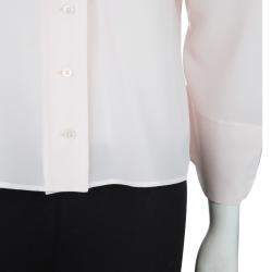 Pre Owned Jil Sander Pale Pink Long Sleeve Oversized Silk Blouse S