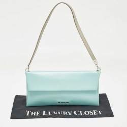 Pre Owned Jil Sander Light Blue Leather Clutch Shoulder Bag