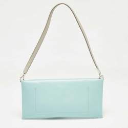 Pre Owned Jil Sander Light Blue Leather Clutch Shoulder Bag
