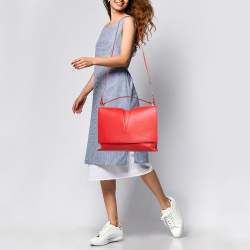Jil Sander Red Leather Cut Out Top Handle Bag