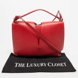 Jil Sander Red Leather Cut Out Top Handle Bag
