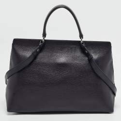 Pre Owned Jil Sander Dark Purple Leather Flap Top Handle Bag