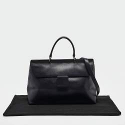 Pre Owned Jil Sander Dark Purple Leather Flap Top Handle Bag