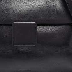 Pre Owned Jil Sander Dark Purple Leather Flap Top Handle Bag