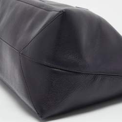 Pre Owned Jil Sander Dark Purple Leather Flap Top Handle Bag