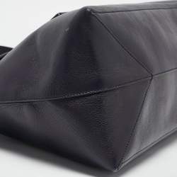 Pre Owned Jil Sander Dark Purple Leather Flap Top Handle Bag