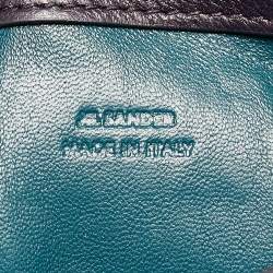 Pre Owned Jil Sander Dark Purple Leather Flap Top Handle Bag