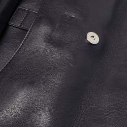 Pre Owned Jil Sander Dark Purple Leather Flap Top Handle Bag