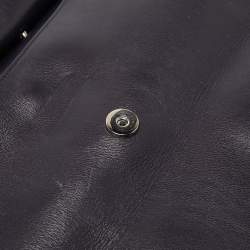 Pre Owned Jil Sander Dark Purple Leather Flap Top Handle Bag