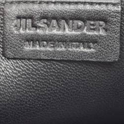 Jil Sander Teal Green Leather Metal Flap Wristlet Clutch