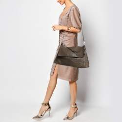 Jil Sander Beige Pebbled Leather Shoulder Bag
