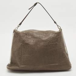 Jil Sander Beige Pebbled Leather Shoulder Bag