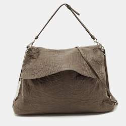 Jil Sander Beige Pebbled Leather Shoulder Bag