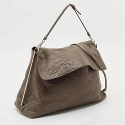 Jil Sander Beige Pebbled Leather Shoulder Bag