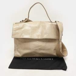 Jil Sander Beige Python Top Handle Bag