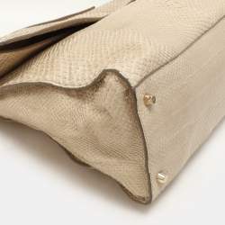 Jil Sander Beige Python Top Handle Bag