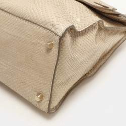 Jil Sander Beige Python Top Handle Bag