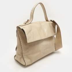 Jil Sander Beige Python Top Handle Bag