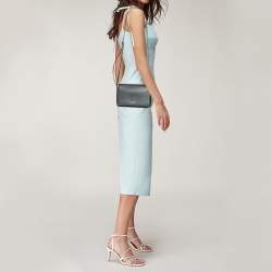 Pre Owned Jil Sander Black Leather Flap Sling Shoulder Bag