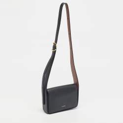 Pre Owned Jil Sander Black Leather Flap Sling Shoulder Bag