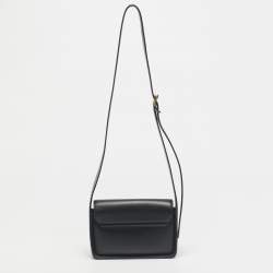 Pre Owned Jil Sander Black Leather Flap Sling Shoulder Bag