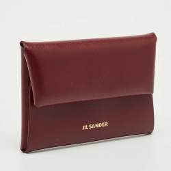 Pre Owned Jil Sander Burgundy Leather Folded Coin Purse