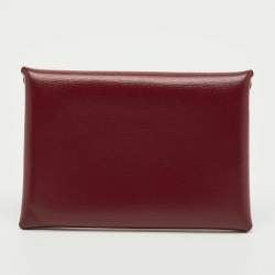 Pre Owned Jil Sander Burgundy Leather Folded Coin Purse