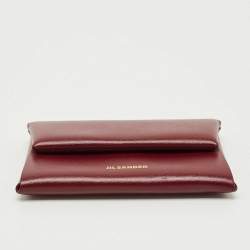 Pre Owned Jil Sander Burgundy Leather Folded Coin Purse