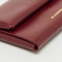 Pre Owned Jil Sander Burgundy Leather Folded Coin Purse