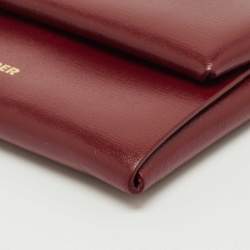 Pre Owned Jil Sander Burgundy Leather Folded Coin Purse