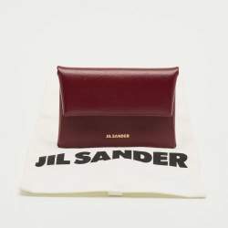 Pre Owned Jil Sander Burgundy Leather Folded Coin Purse