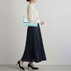 Pre Owned حقيبة كلاتش جلدية غطاء لون أزرق/رمادي جيل ساندر