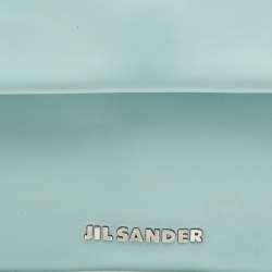 Pre Owned حقيبة كلاتش جلدية غطاء لون أزرق/رمادي جيل ساندر