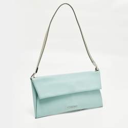 Pre Owned حقيبة كلاتش جلدية غطاء لون أزرق/رمادي جيل ساندر