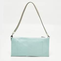 Pre Owned حقيبة كلاتش جلدية غطاء لون أزرق/رمادي جيل ساندر