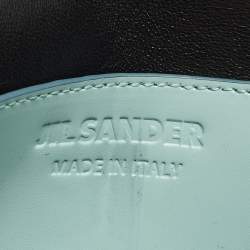 Pre Owned حقيبة كلاتش جلدية غطاء لون أزرق/رمادي جيل ساندر