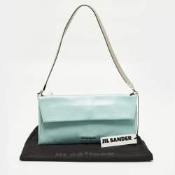 Pre Owned حقيبة كلاتش جلدية غطاء لون أزرق/رمادي جيل ساندر