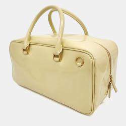 Pre Owned Jil Sander Yellow Leather J-VISION Square Tote and Crossbody Bag