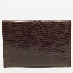 Pre Owned Jil Sander Burgundy Lizard Flap Clutch