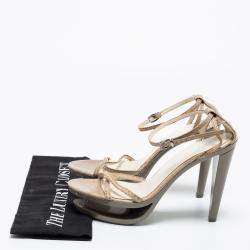 Jil Sander Grey Leather Ankle Strap Sandals Size 35