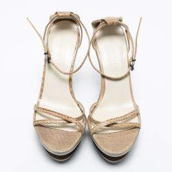 Jil Sander Grey Leather Ankle Strap Sandals Size 35