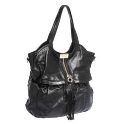 Jimmy Choo for H&M Black Leather Tassel Zip Tote