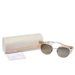 Jimmy Choo Gold Tone/Grey Gradient Crystals REJFQ Audrey Cat-Eye Sunglasses