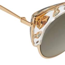 Jimmy Choo Gold Tone/Grey Gradient Crystals REJFQ Audrey Cat-Eye Sunglasses