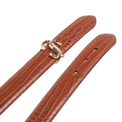 Jimmy Choo Brown Croc Embossed Leather Belt 75 CM