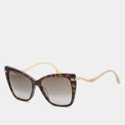 Pre Owned Jimmy Choo Grey Gold Shelby Cat Eye Women's Sunglasses 57mm