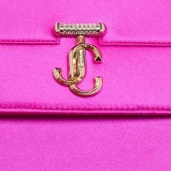 Pre Owned Jimmy Choo Fuchsia Satin Varenne Pearl Embellished Shoulder Bag