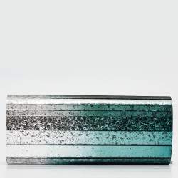 Pre Owned Jimmy Choo Green/Silver Glitter Acrylic Sweetie Chain Clutch