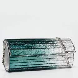 Pre Owned Jimmy Choo Green/Silver Glitter Acrylic Sweetie Chain Clutch